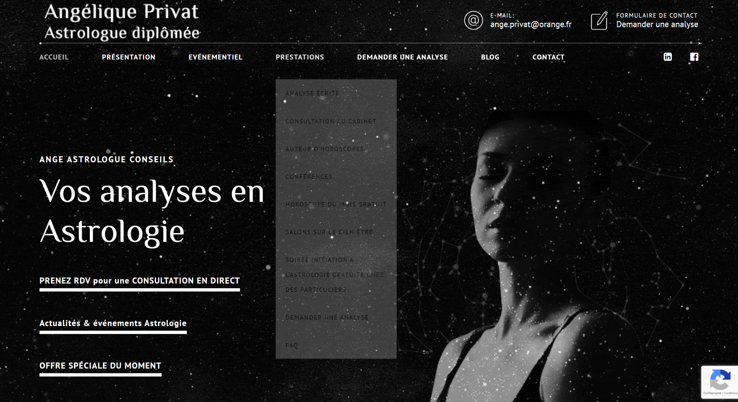 Capture du site vitrine pour une astrologue à Chamalières