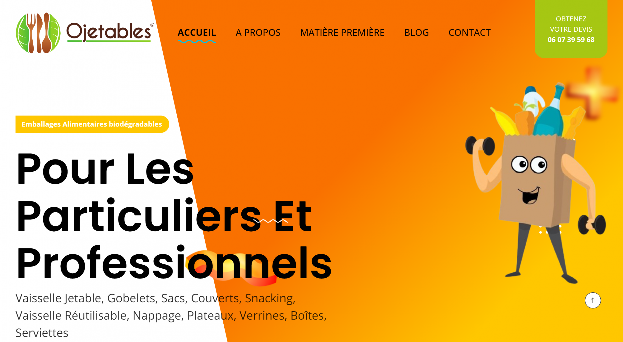 Capture du site catalogue emballages et vaisselle jetable à Bordeaux