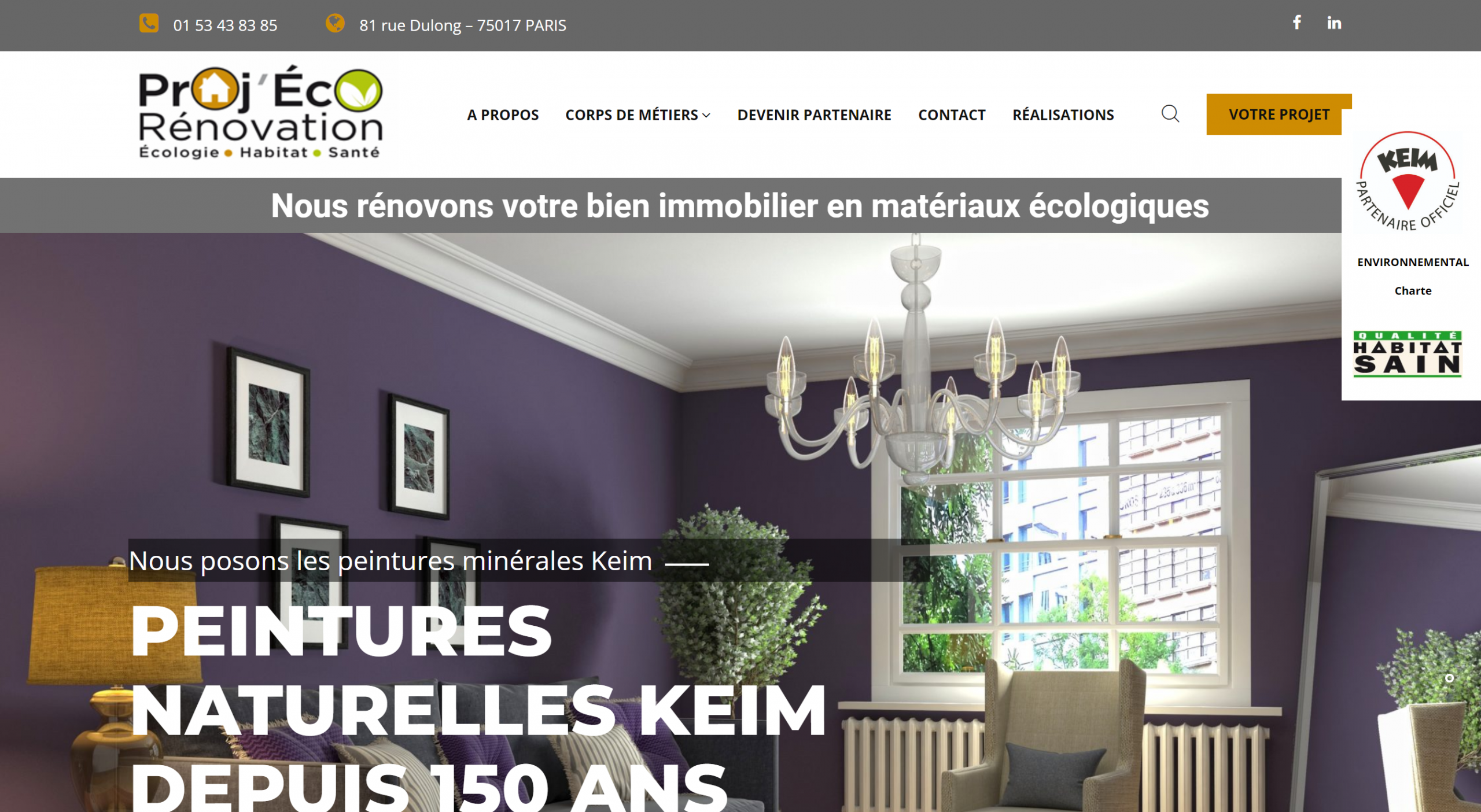 Capture du site WordPress pour une entreprise de rénovation