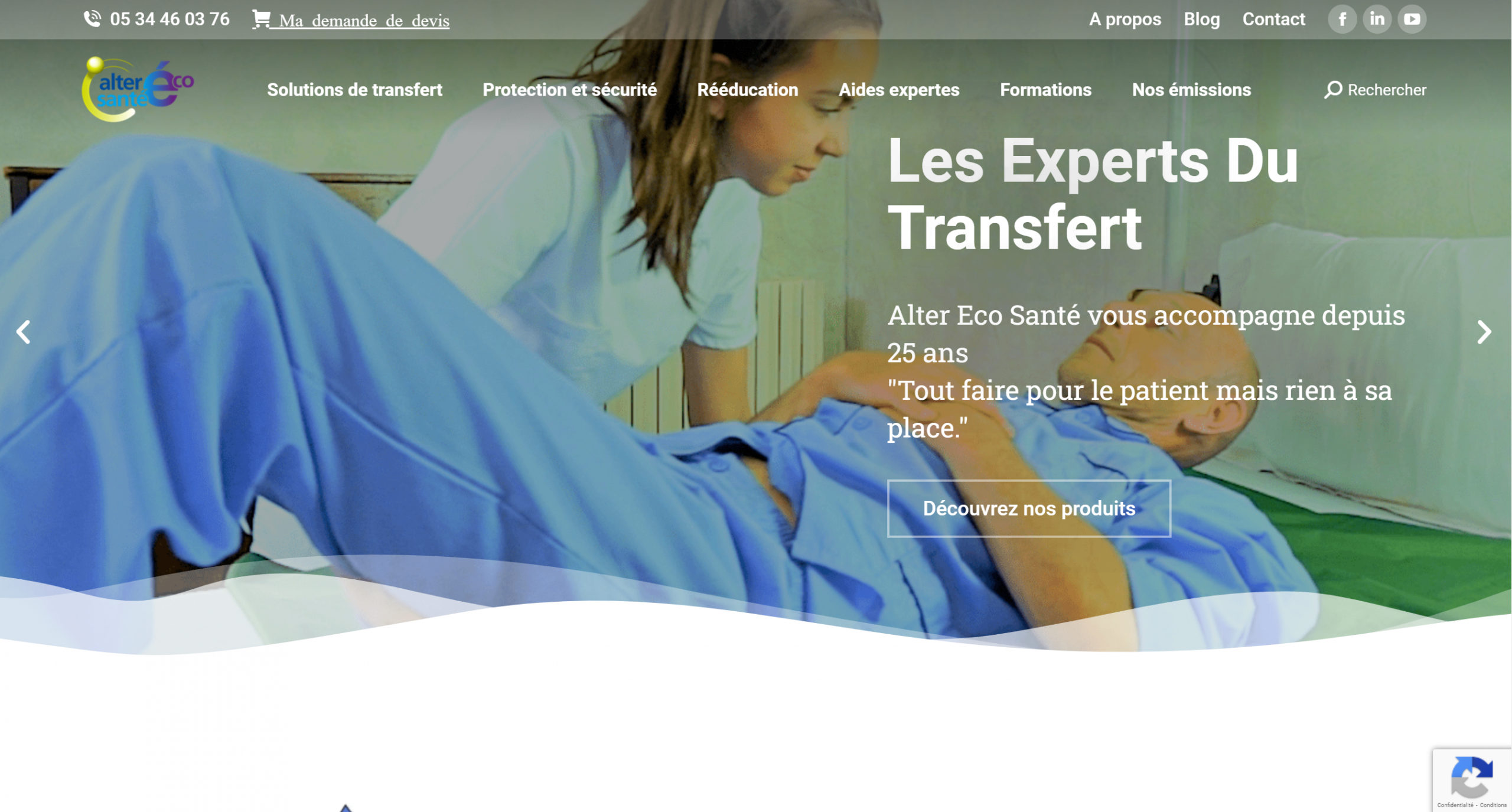 Capture du site e-commerce matériel médical à Toulouse